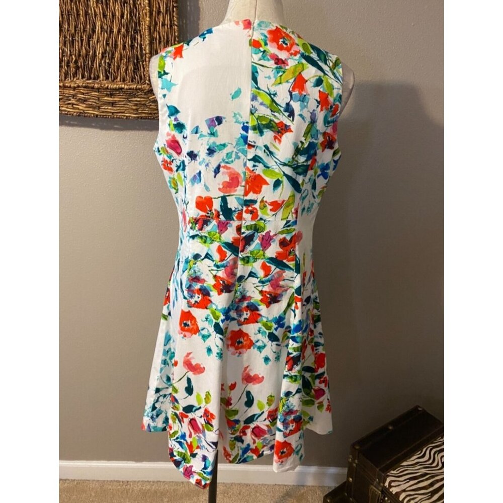 American Living A Line Dress 16 Floral Washable Stretch Cotton Sleeveless Summer - Picture 4 of 8